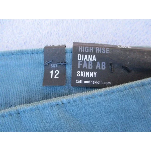 Kut From The Kloth Corduroy Pants Women's Size 12 Diana Skinny Teal Blue New - Picture 6 of 15